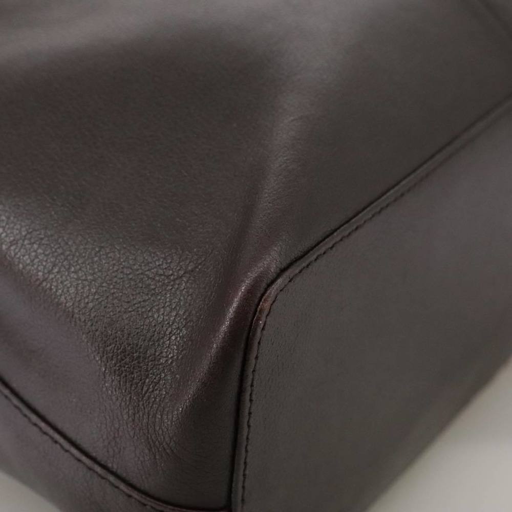 BURBERRY Tote Bag Leather Brown Gold Auth hk1954 - Picture 10 of 16